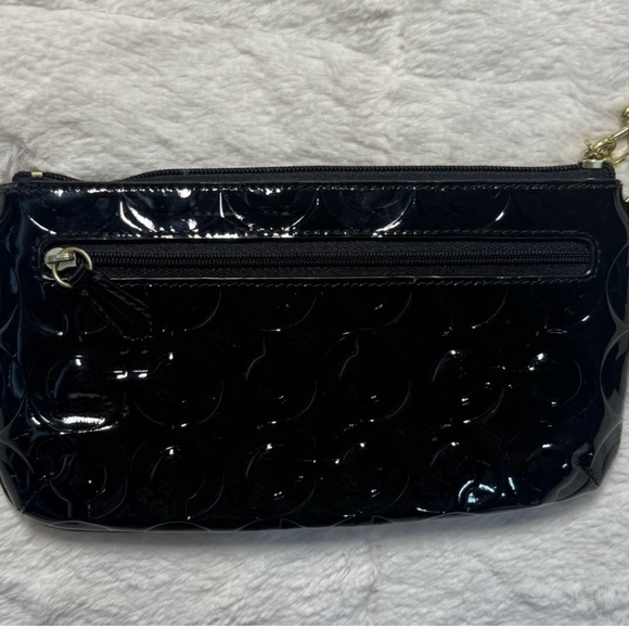 Coach Peyton Op Art Embossed Black Patent Leather Wristlet ~ Lk. New😍 - Picture 5 of 9